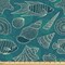 Ambesonne Sea Shells Fabric by The Yard, Nautical Ocean Pattern Underwater World Sea Life Theme Sketch Style, Decorative Fabric for Upholstery and Home Accents, 10 Yards, Teal Blue